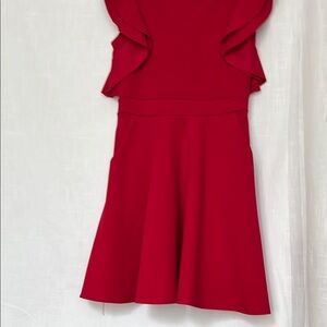 Nicki Lew Red Cold Shoulder Ruffled Cocktail Dress